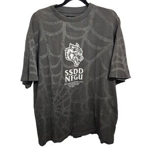 Darc Sport Wolves SSDD NFGU Spider Web Oversized T-Shirt Charcoal Gray size XL